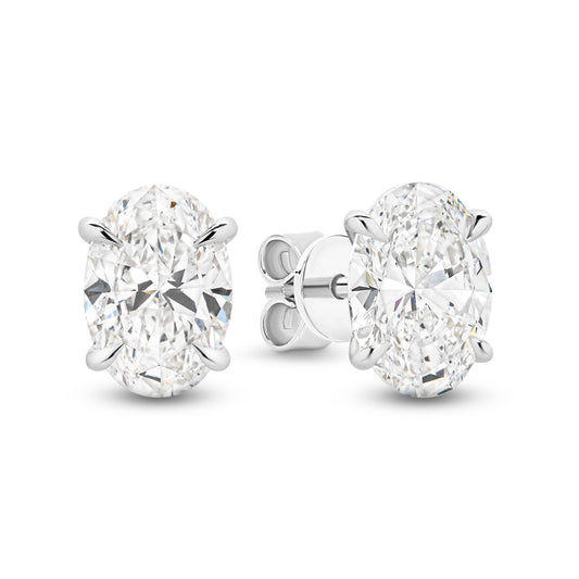 2.8ct Oval Stud Earrings Solid White Gold Lab Grown Diamonds — main view