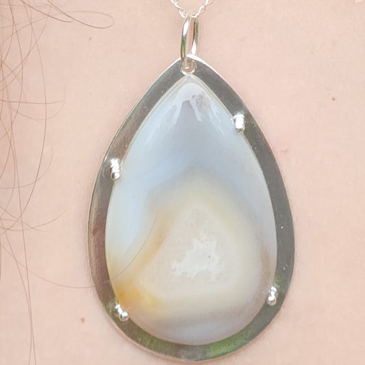 Agate Pendant on Fine Silver (999), Handmade in Australia, one of a kind
