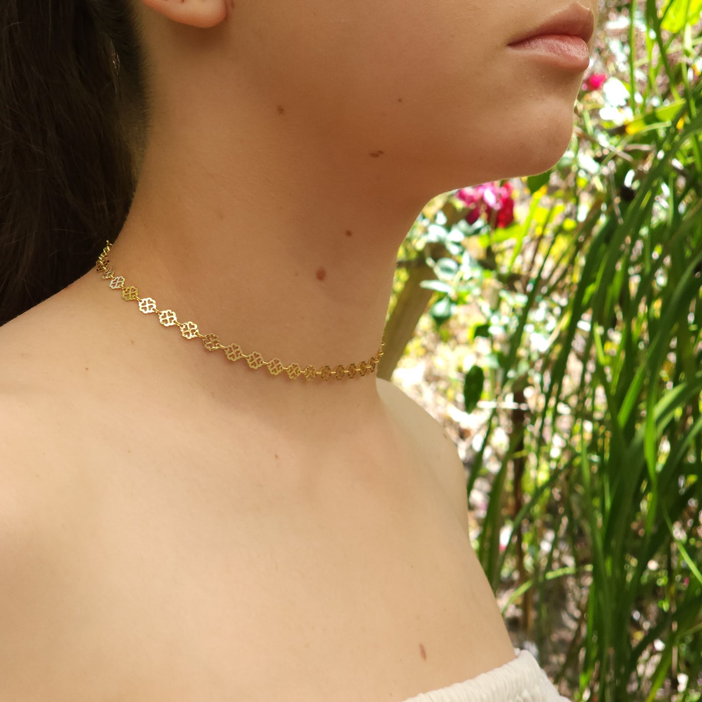 Gold Plated Clover Silver Chain