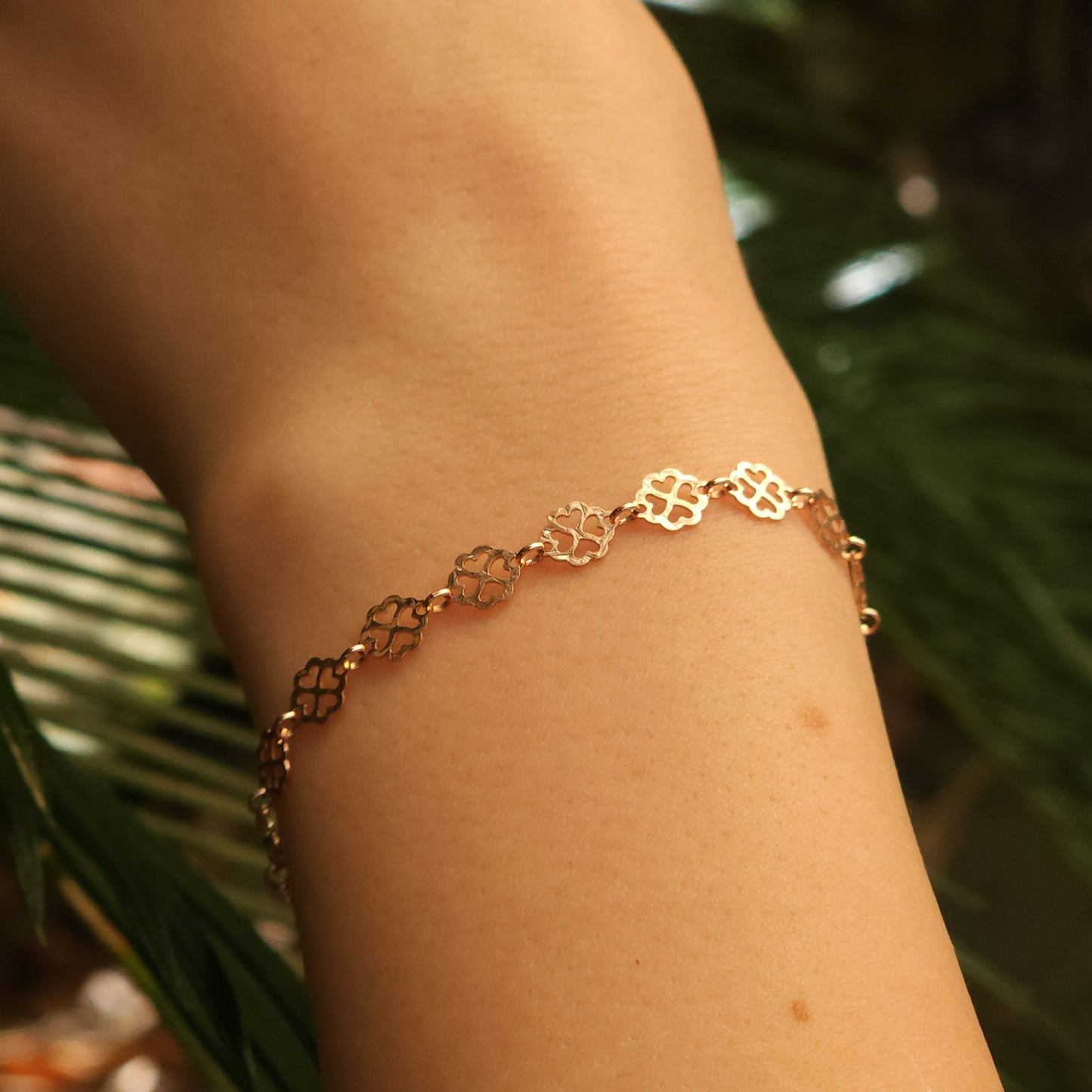 Rose Gold Clover Design Silver Bracelet
