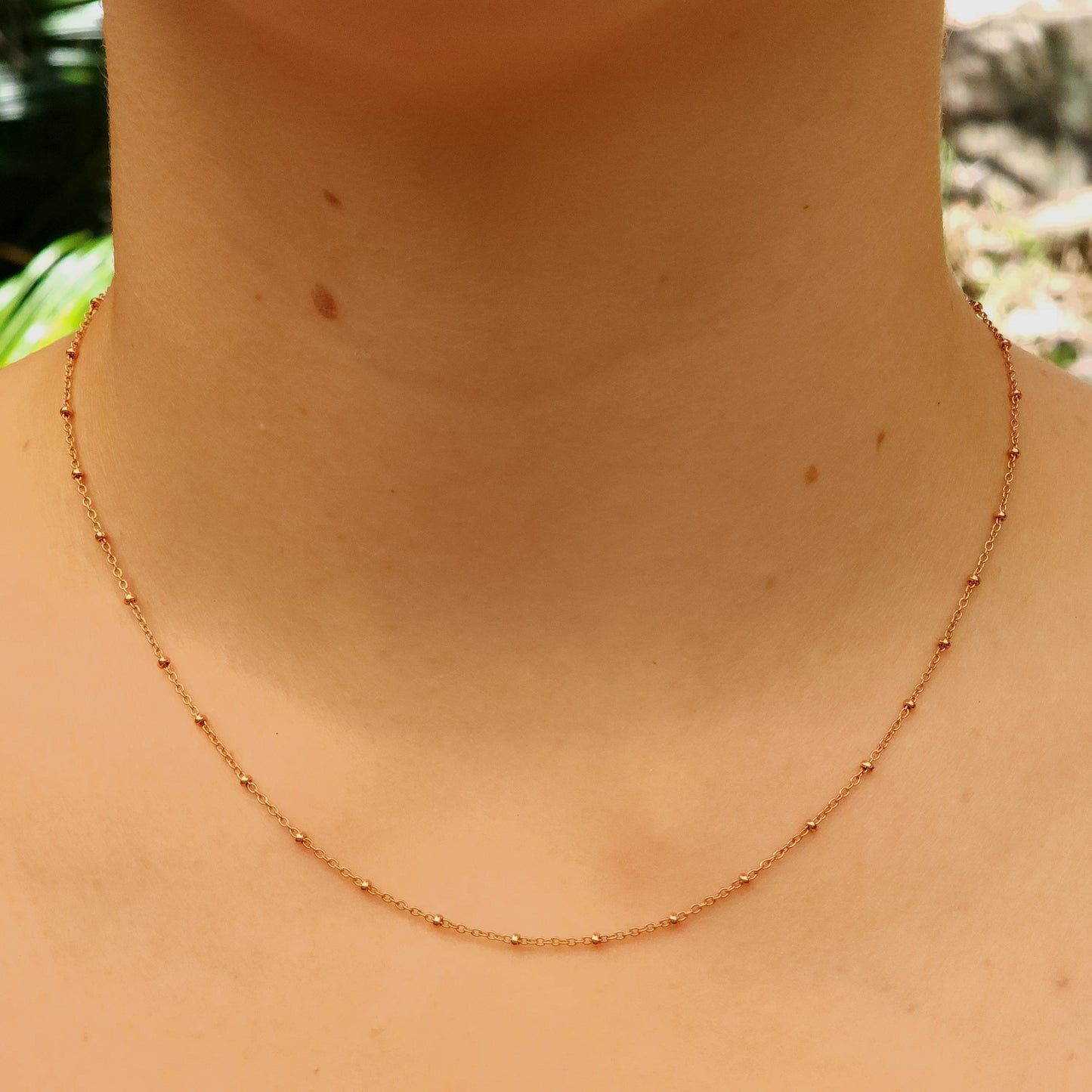 Rose gold plated silver chain with small beads