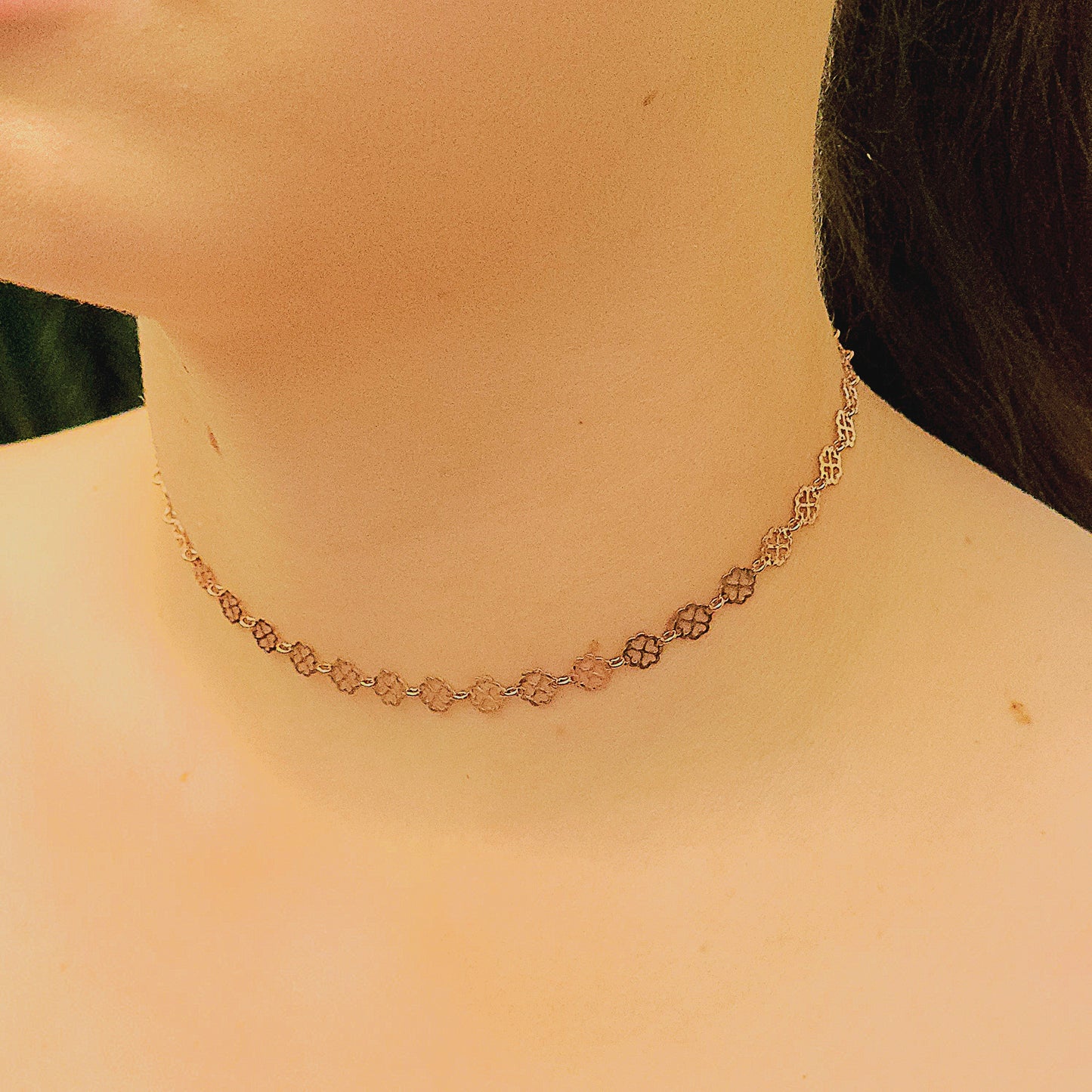 Rose Gold Clover Silver Chain