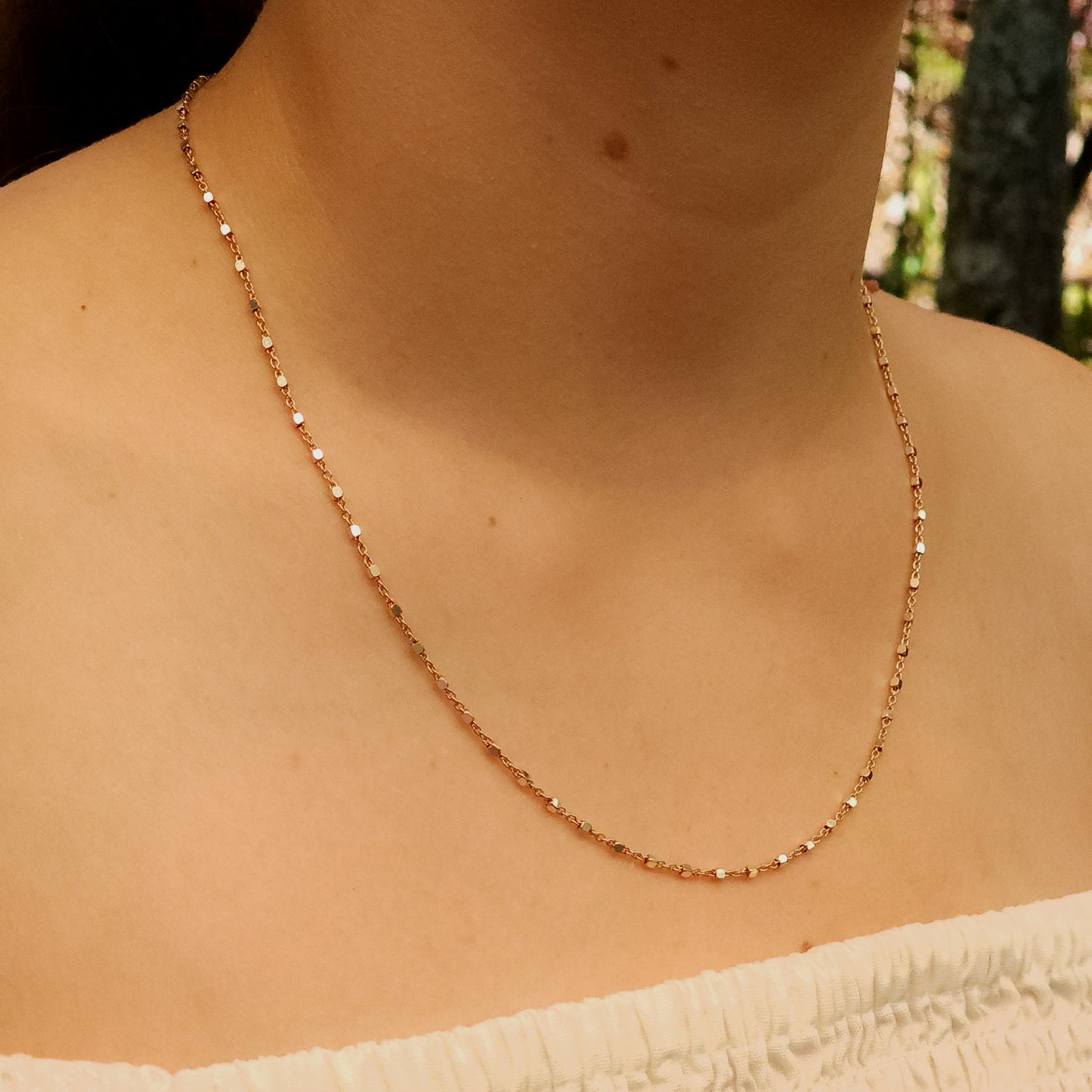 Rose Gold Chain with Cube Beads