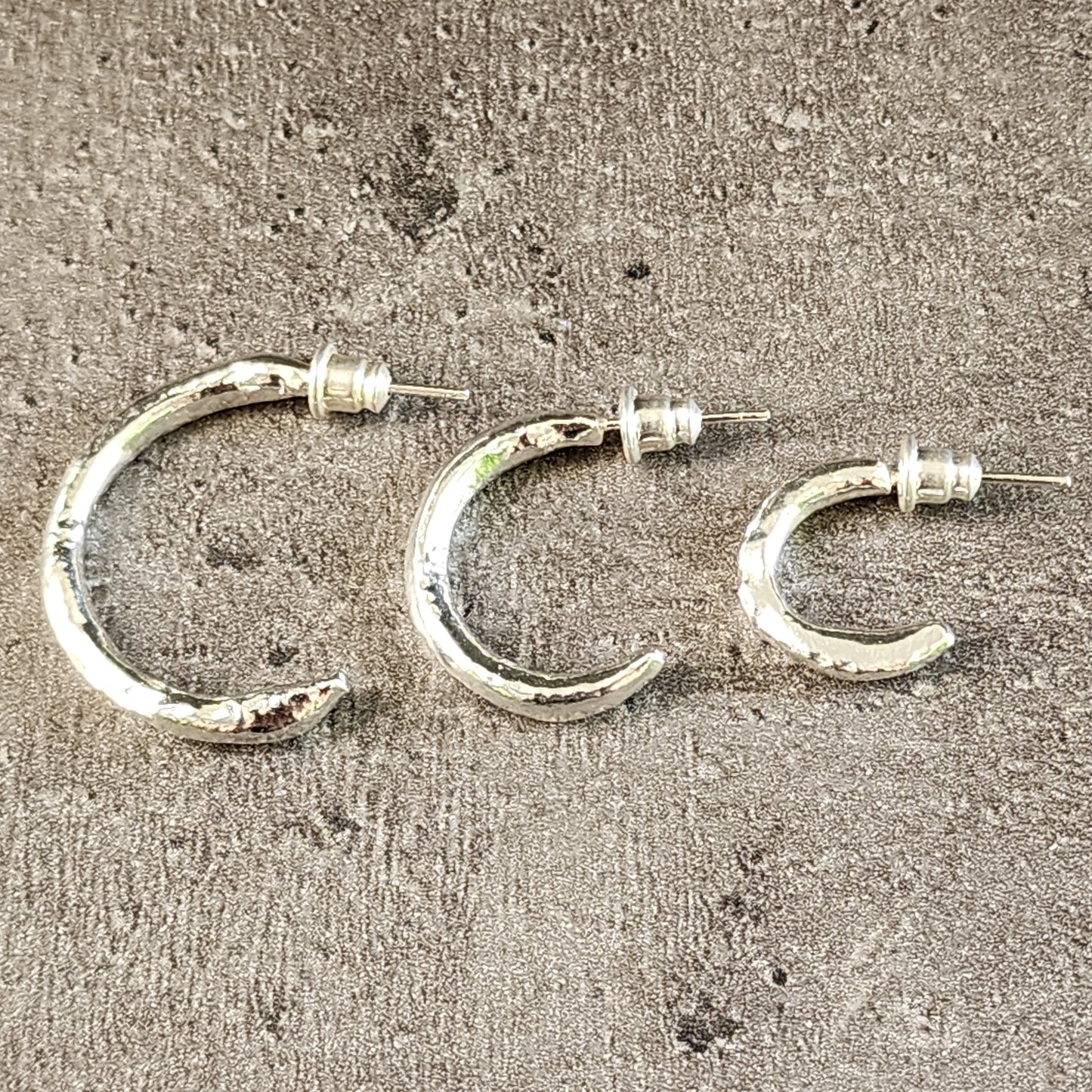 Crescent Fine Silver Hoop Earrings Melted Jewellery