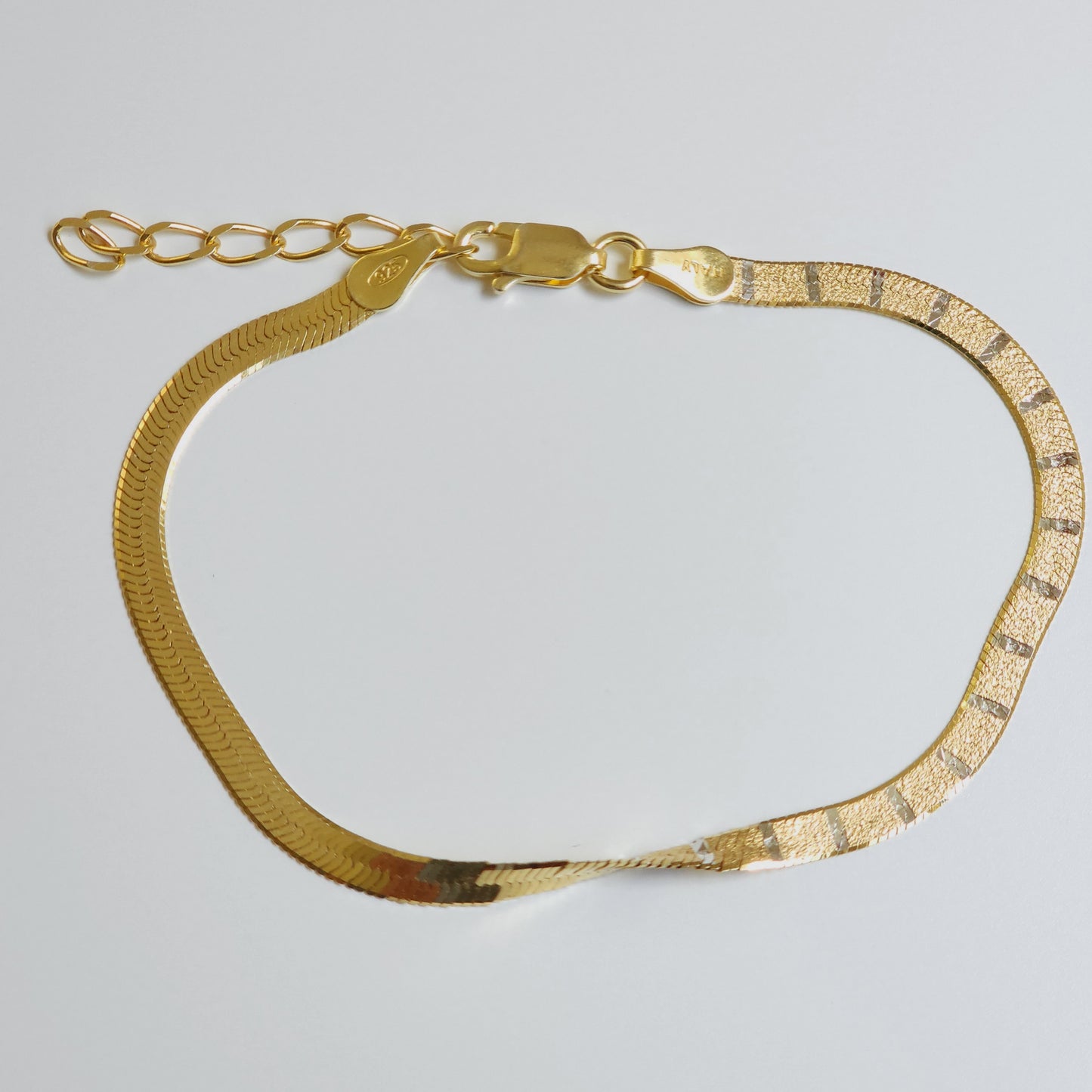 Herringbone Yellow Gold Plated Silver Bracelet
