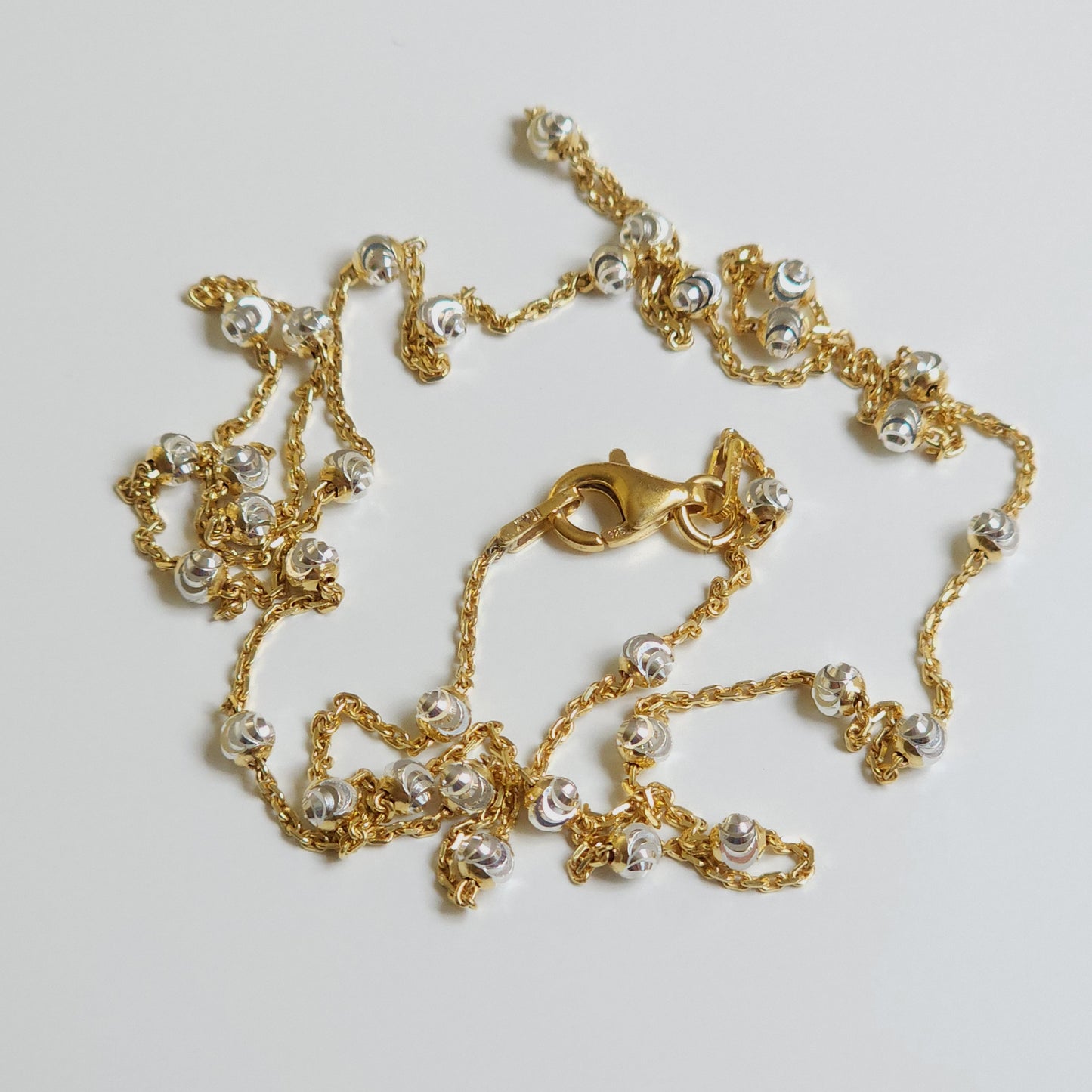 Gold-Plated Sterling Silver Chain Silver Beads