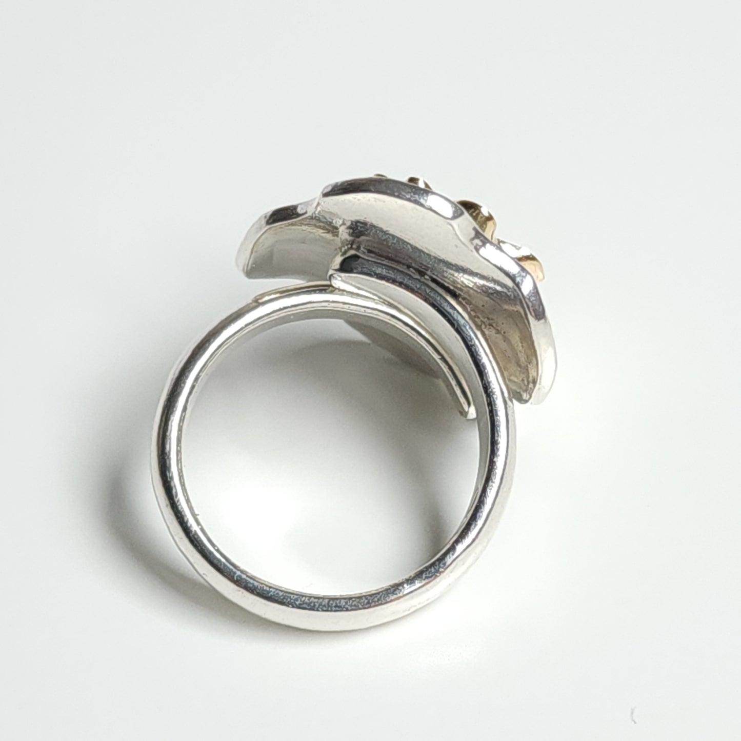 Silver & Gold Hessonite Garnet Ring