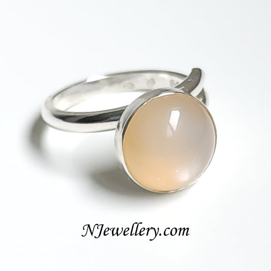 Large White Moonstone silver ring