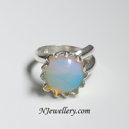 Opalite flower silver ring