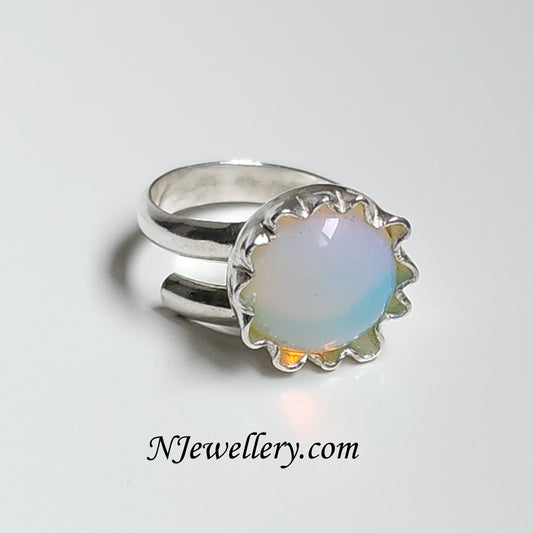 Opalite flower silver ring