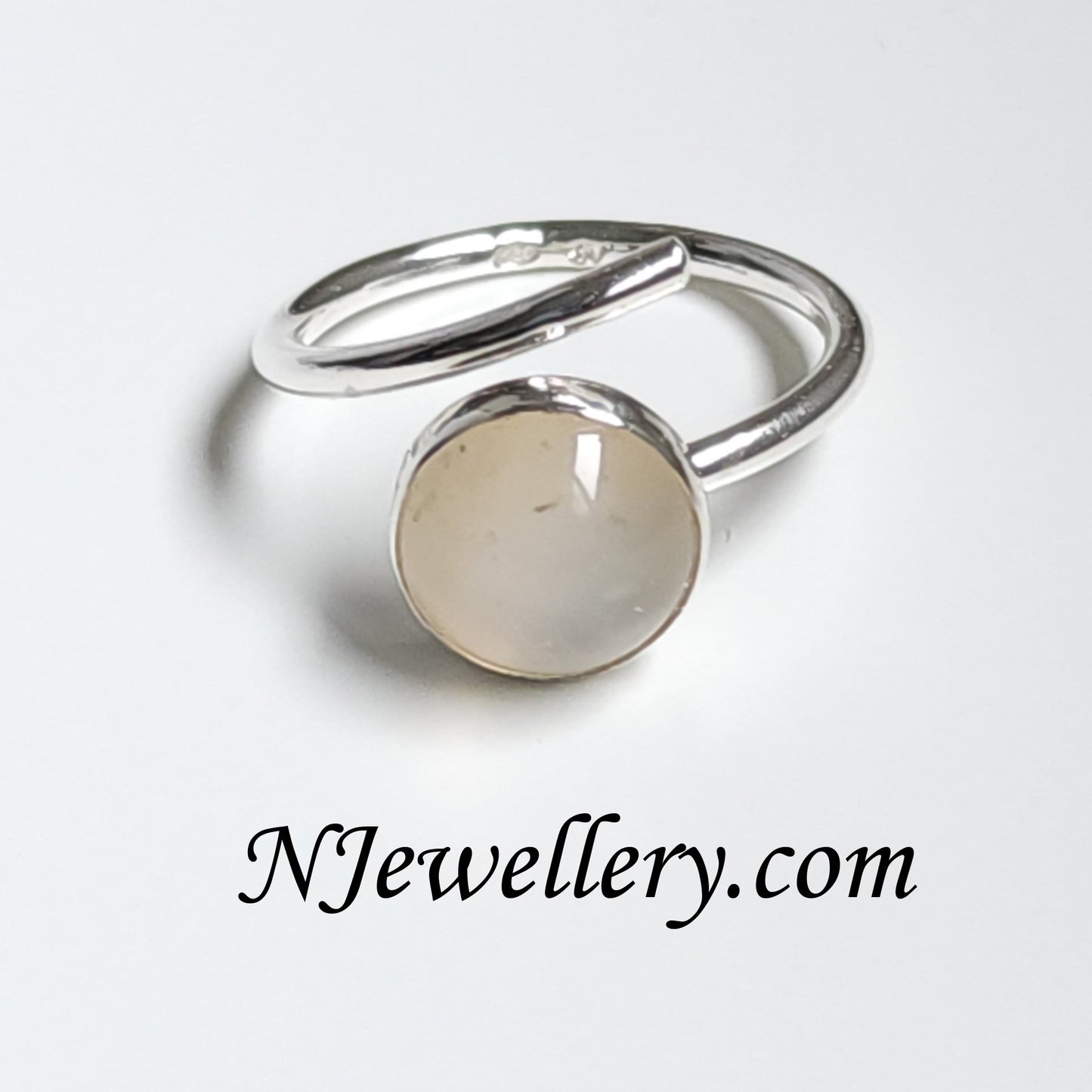 White Moonstone silver ring