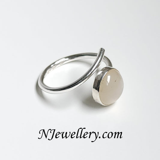 White Moonstone silver ring
