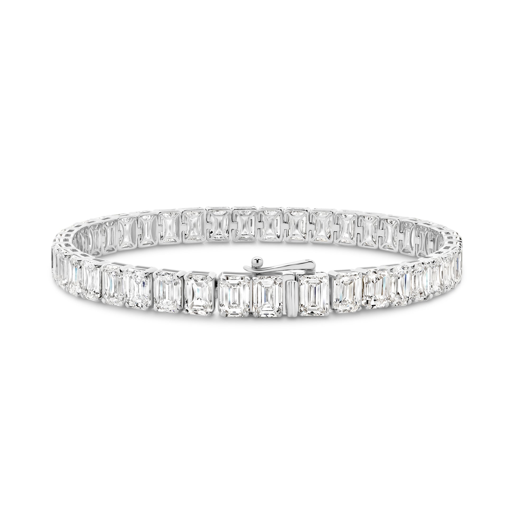 21ct Emerald Tennis Bracelet Solid 9ct White Gold Lab Grown Diamonds — main view