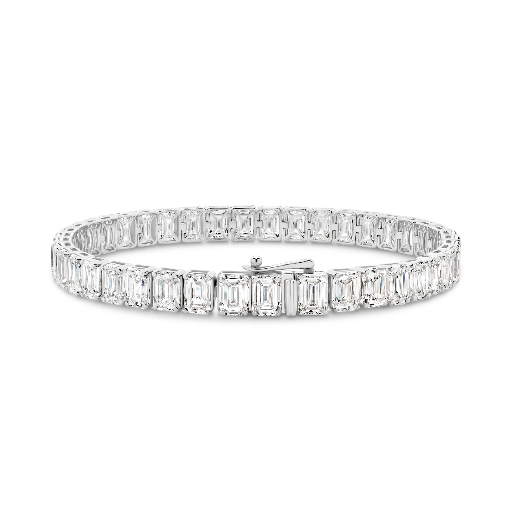 21ct Emerald Tennis Bracelet Solid 9ct White Gold Lab Grown Diamonds — main view