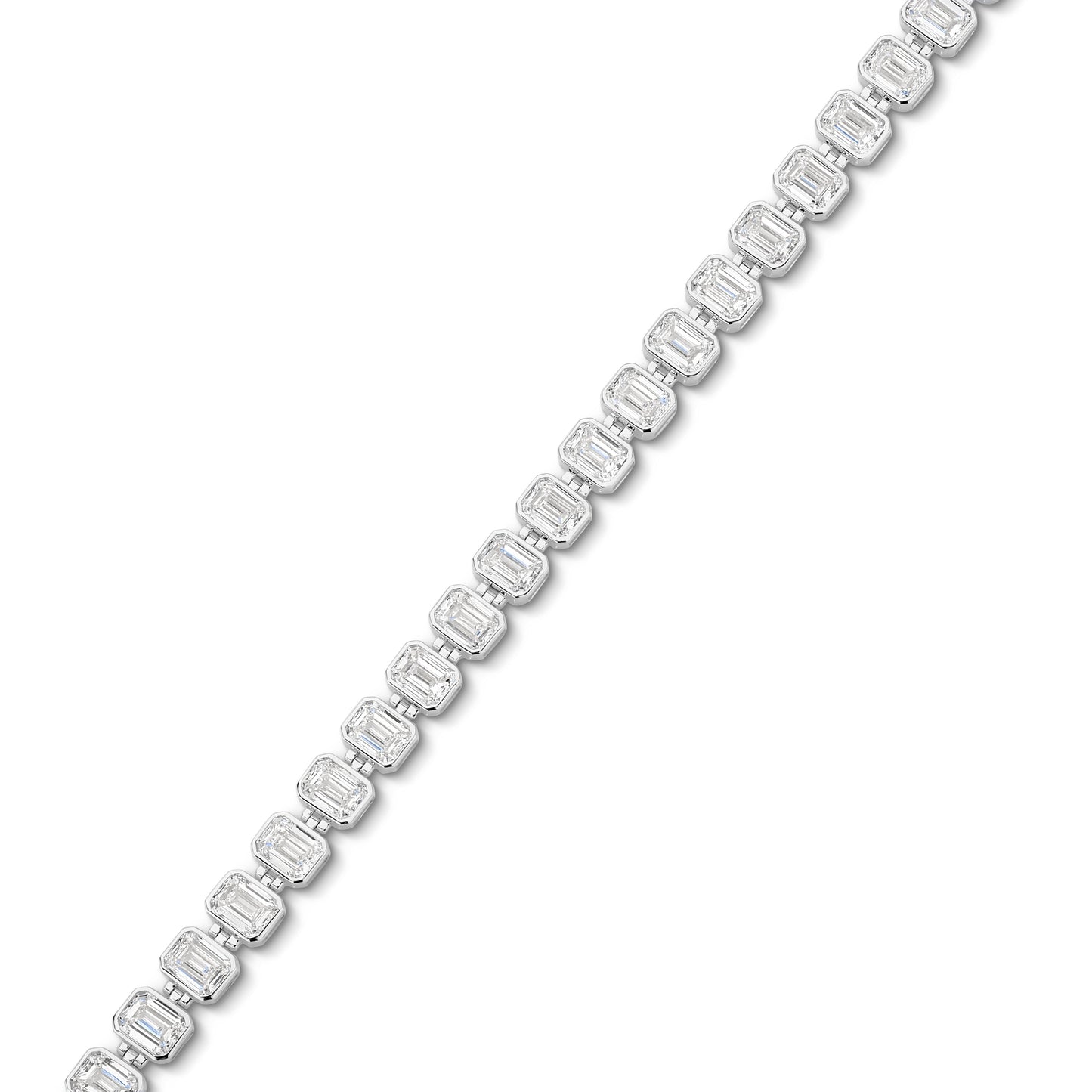21ct Emerald Tennis Bracelet Solid 9ct White Gold Lab Grown Diamonds — side view