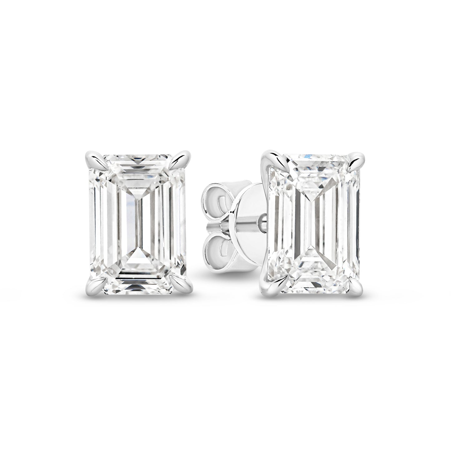 2ct Emerald Stud Earrings Solid 18ct White Gold Lab Grown Diamonds — main view