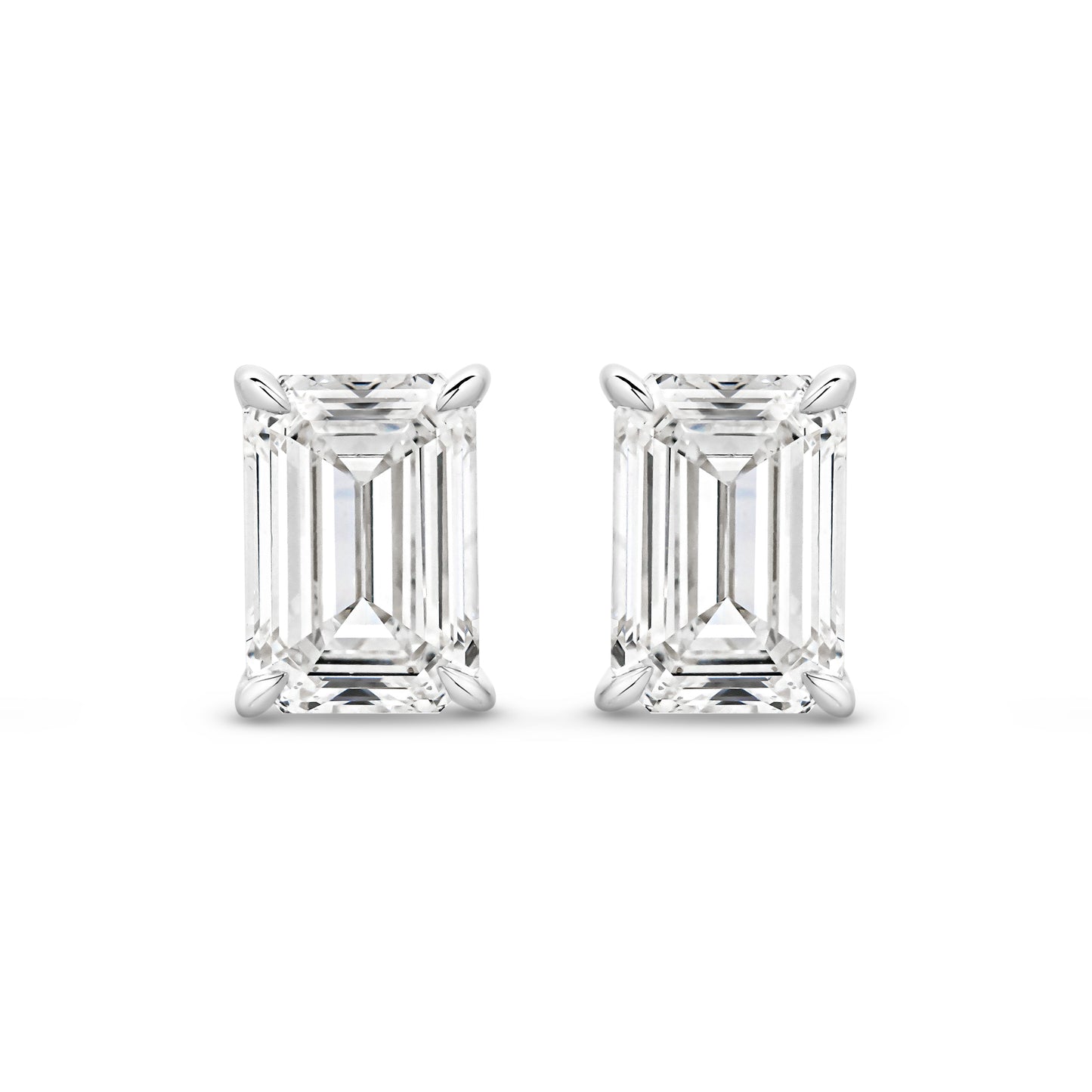 2ct Emerald Stud Earrings Solid 18ct White Gold Lab Grown Diamonds — top view