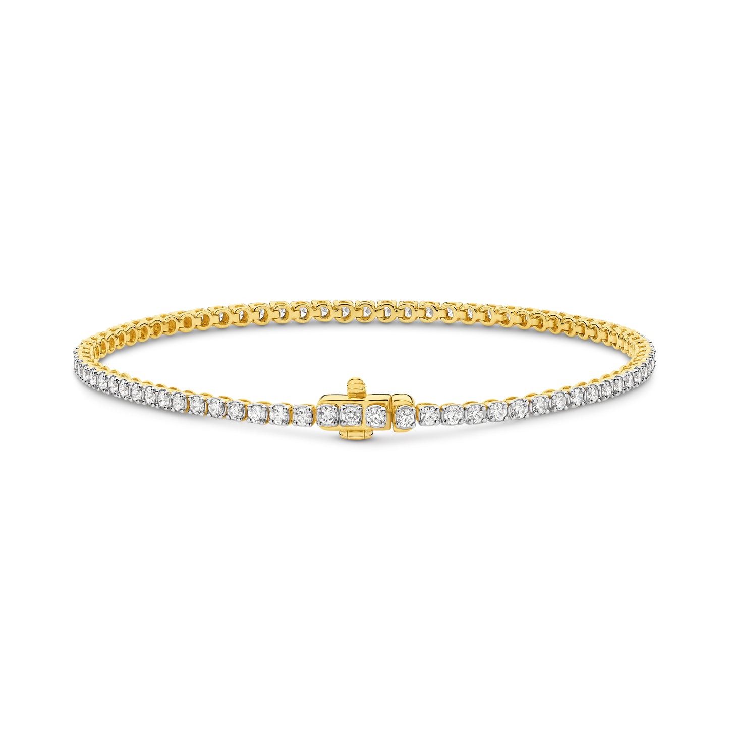 2ct Natural F VS Tennis Bracelet Solid 18ct Yellow Gold — main view