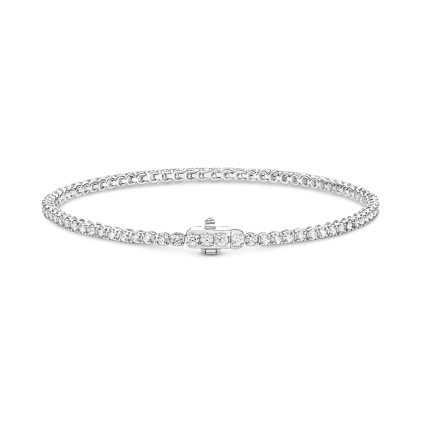 2ct Natural F VS Tennis Bracelet Solid 18ct White Gold — main view