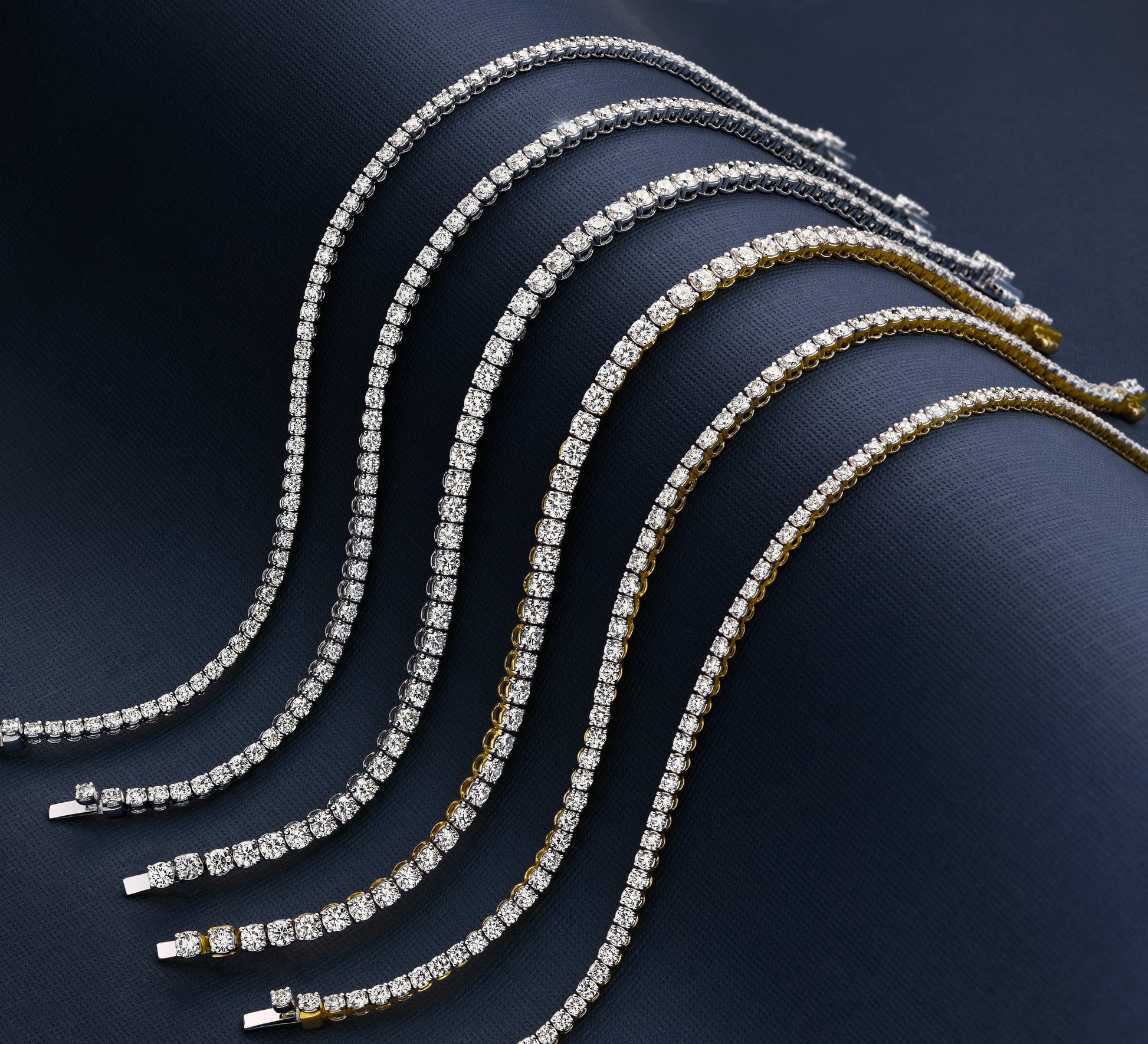 2ct Natural F VS Tennis Bracelet Solid 18ct White Gold — side view