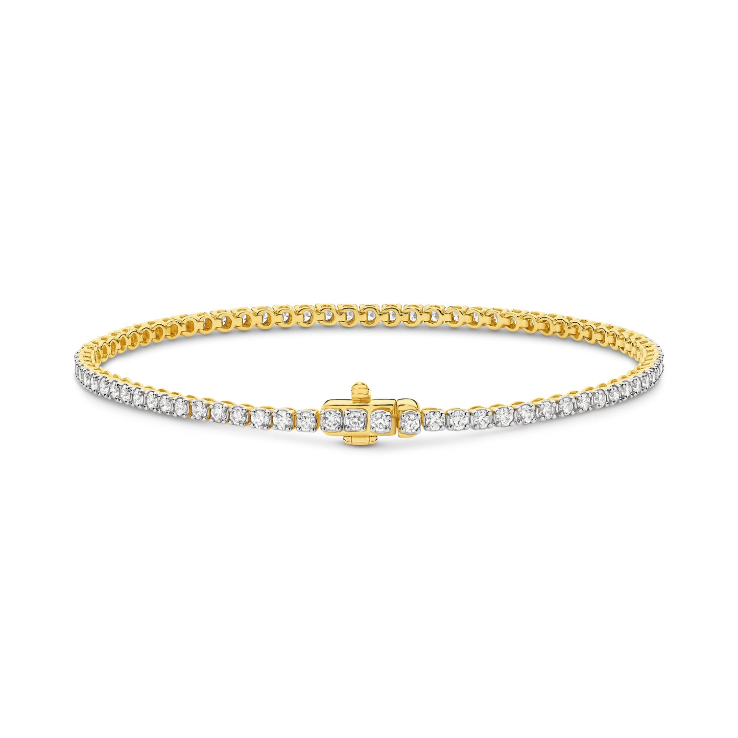 2ct Natural F VS Tennis Bracelet Solid 18ct Yellow Gold — main view