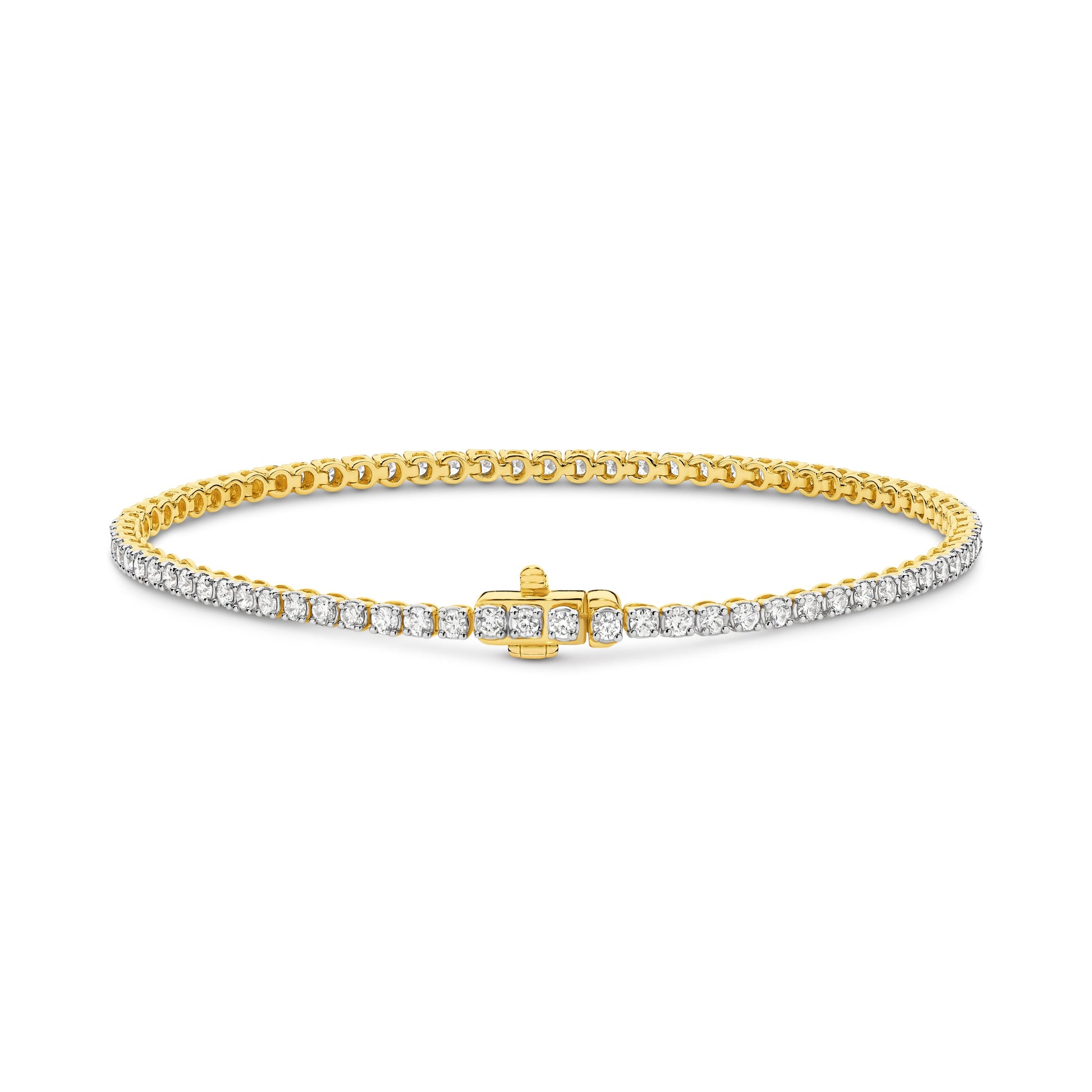 2ct Natural F VS Tennis Bracelet Solid 18ct Yellow Gold — main view
