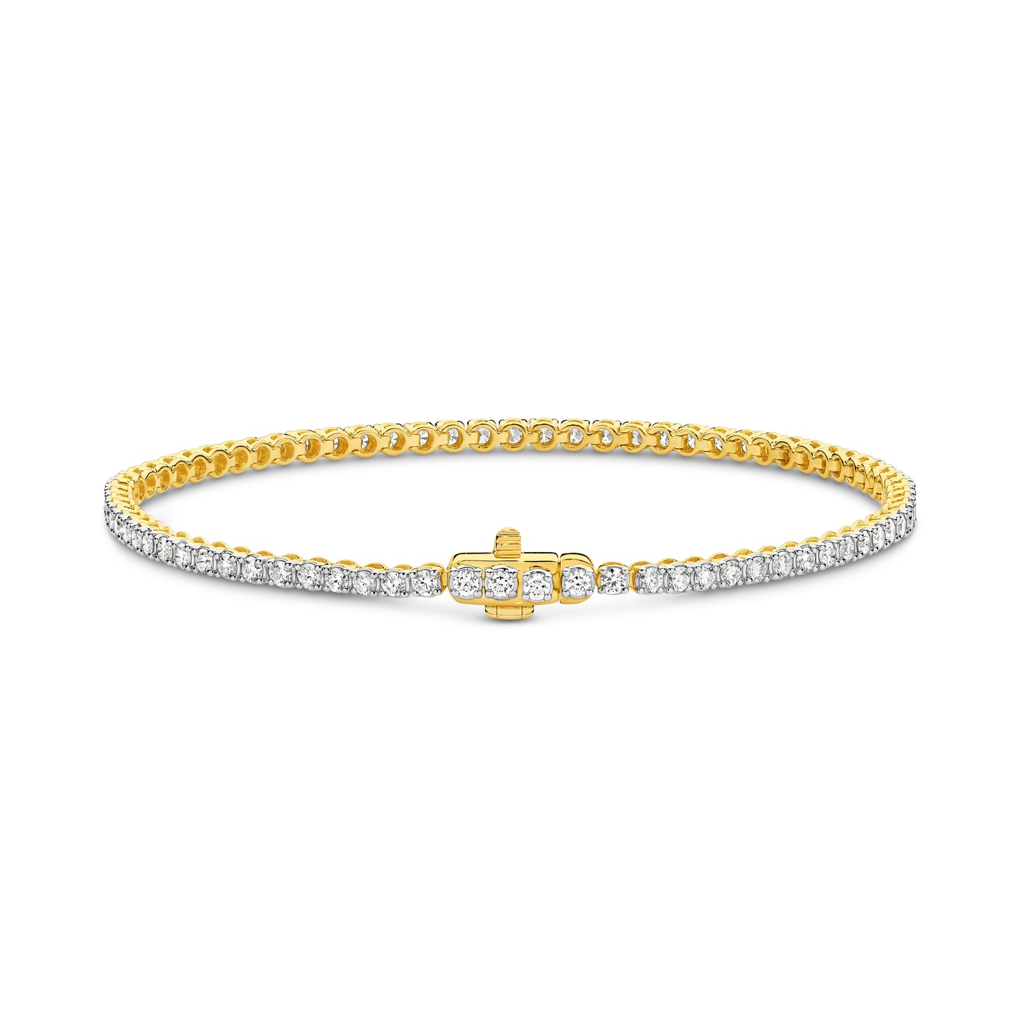 2ct Natural GH SI Tennis Bracelet Solid Yellow Gold — main view