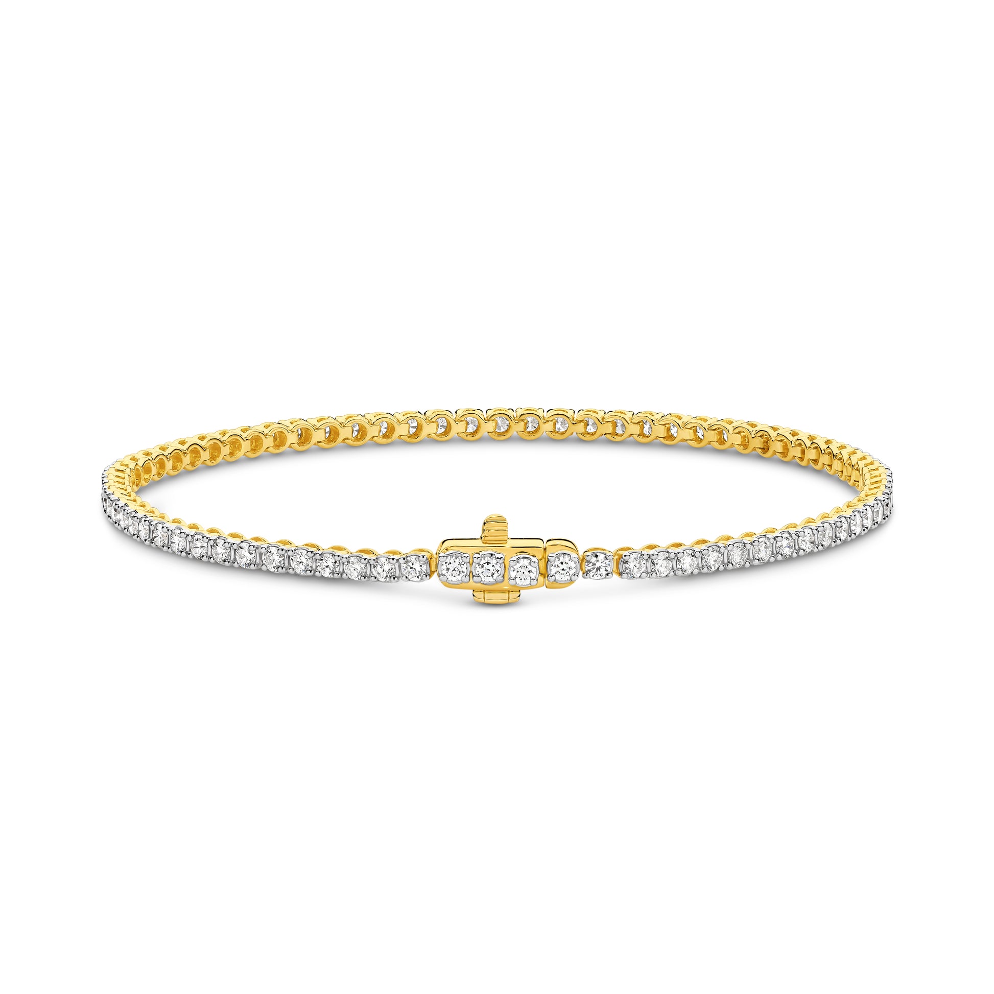 2ct Natural GH SI Tennis Bracelet Solid Yellow Gold — main view