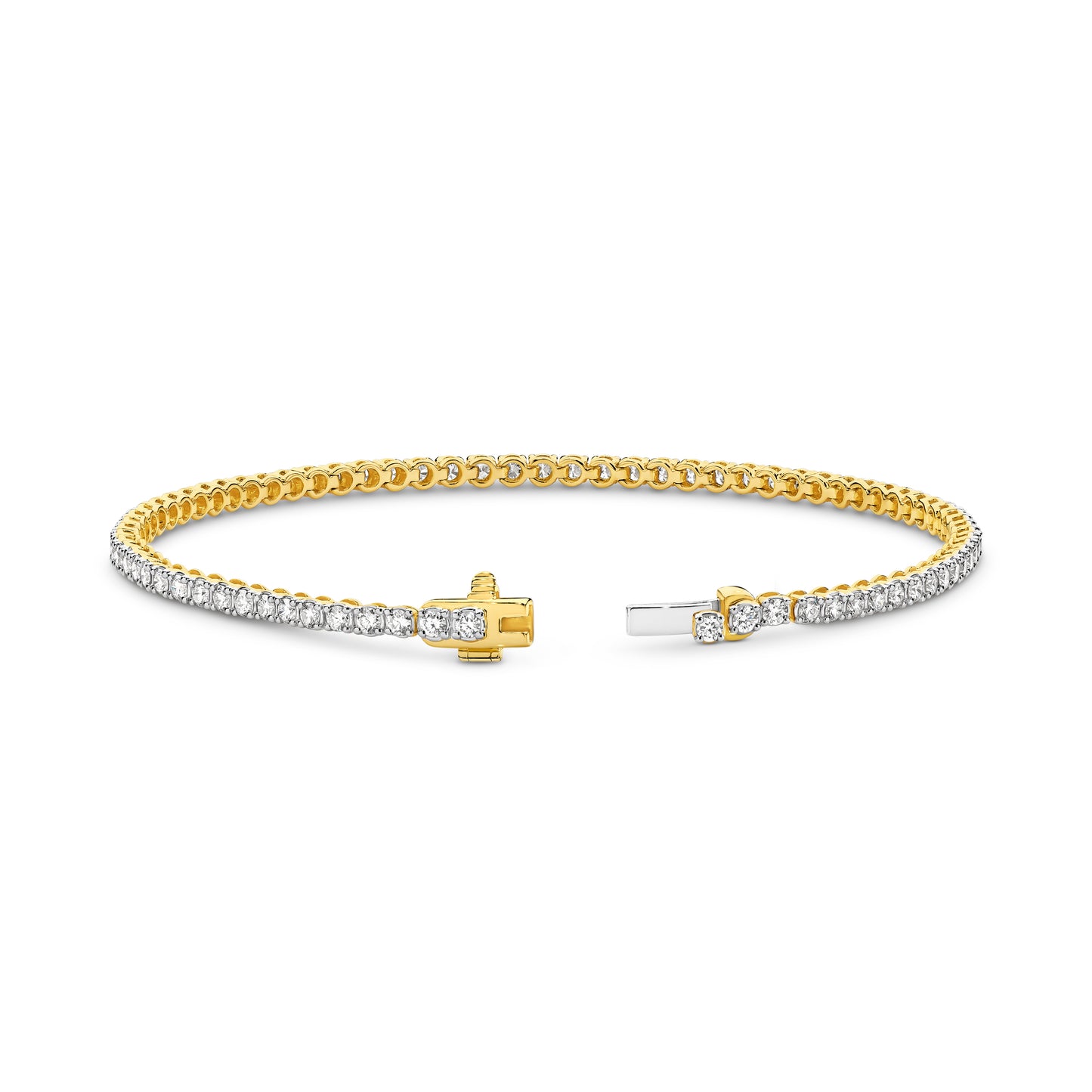 2ct Natural GH SI Tennis Bracelet Solid Yellow Gold — top view