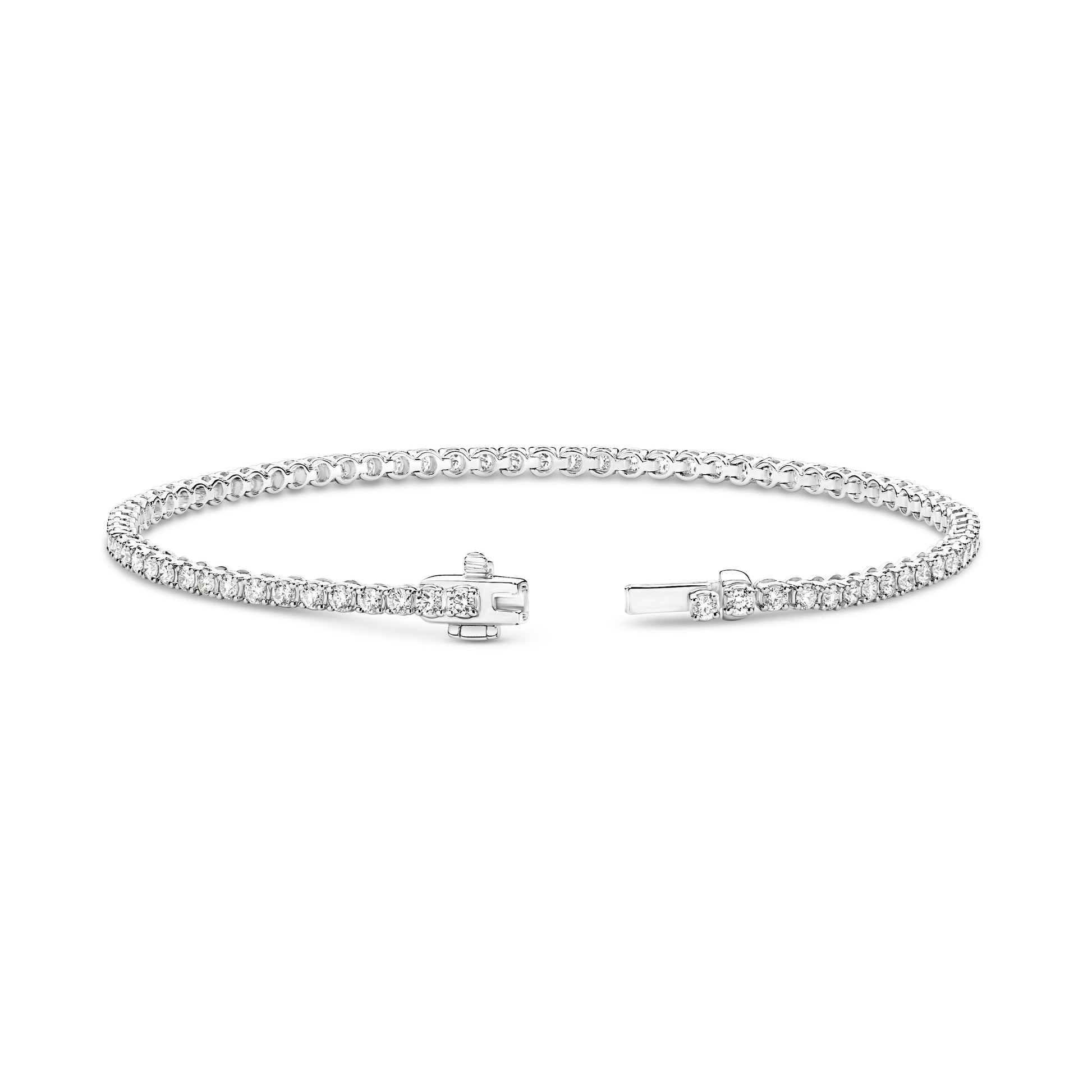 2ct Natural GH SI Tennis Bracelet Solid White Gold — top view