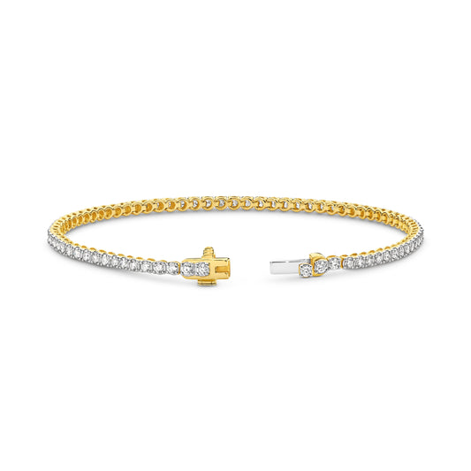 2ct Natural GH SI Tennis Bracelet Solid Yellow Gold — top view