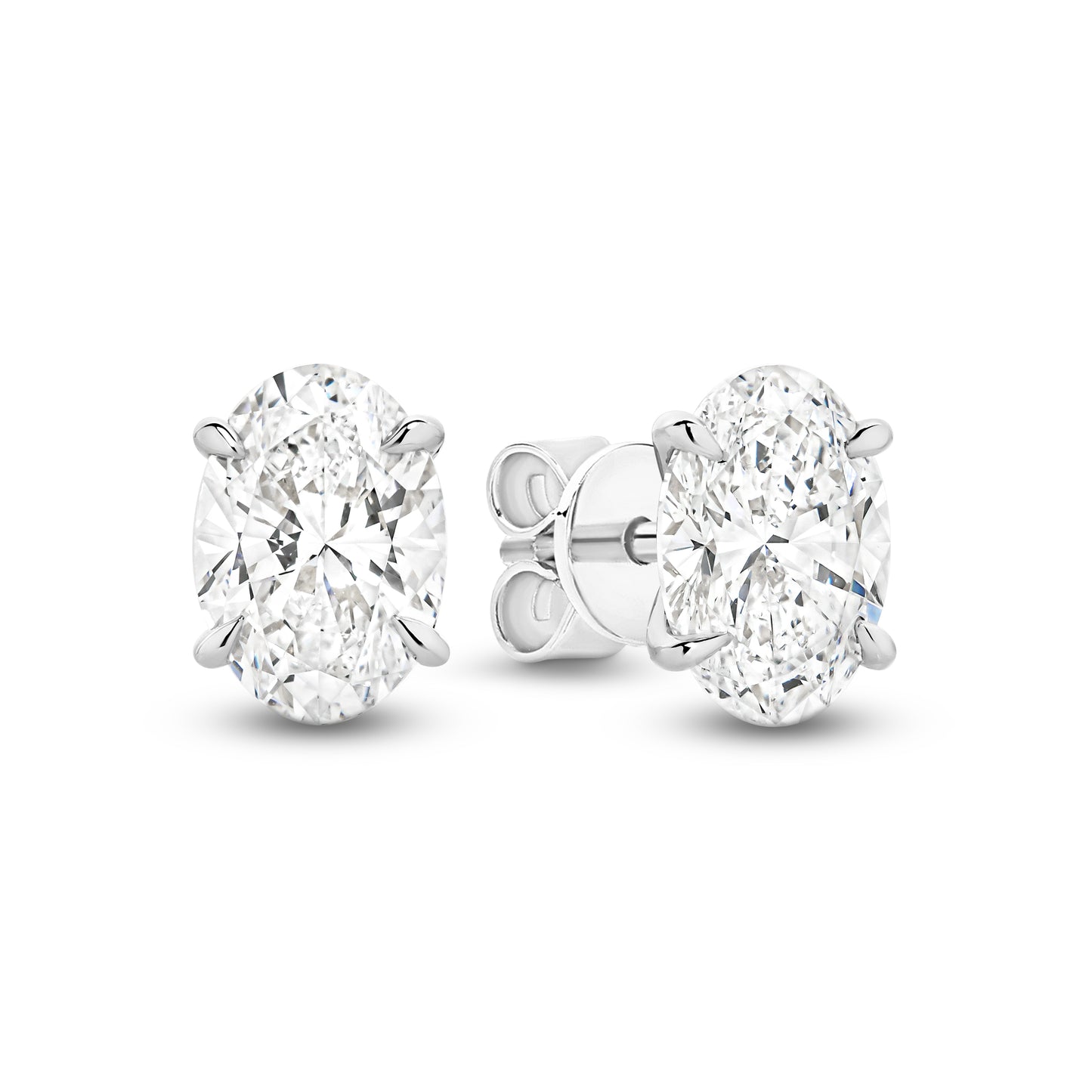2ct Oval Stud Earrings Solid 18ct White Gold Lab Grown Diamonds — main view