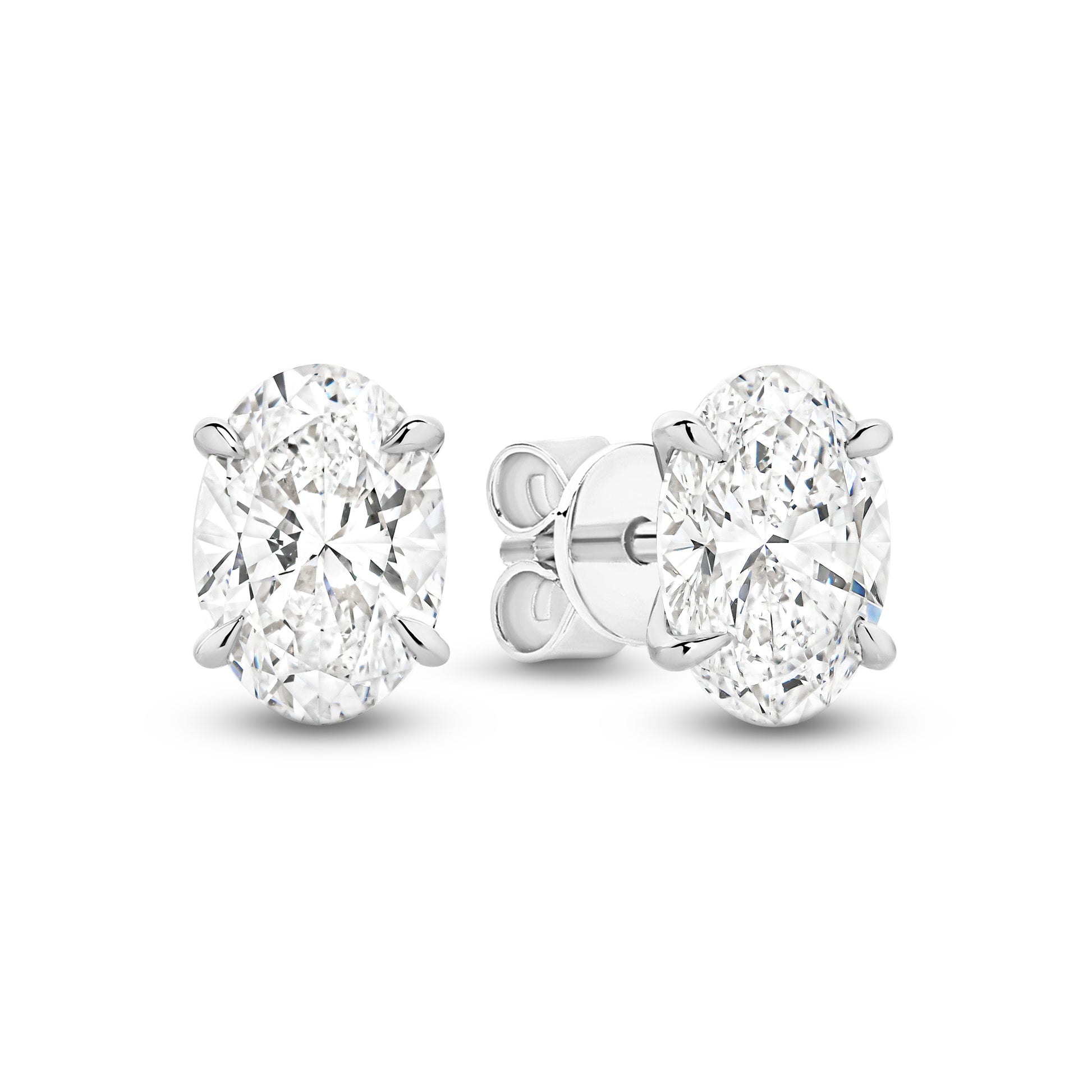 2ct Oval Stud Earrings Solid 18ct White Gold Lab Grown Diamonds — main view