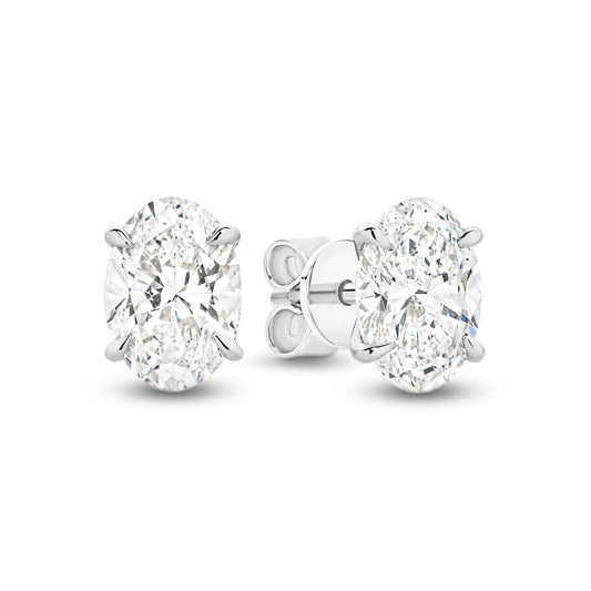 2ct Oval Stud Earrings Solid 18ct White Gold Lab Grown Diamonds — main view