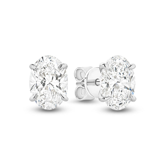 2ct Oval Stud Earrings Solid 18ct White Gold Lab Grown Diamonds — main view