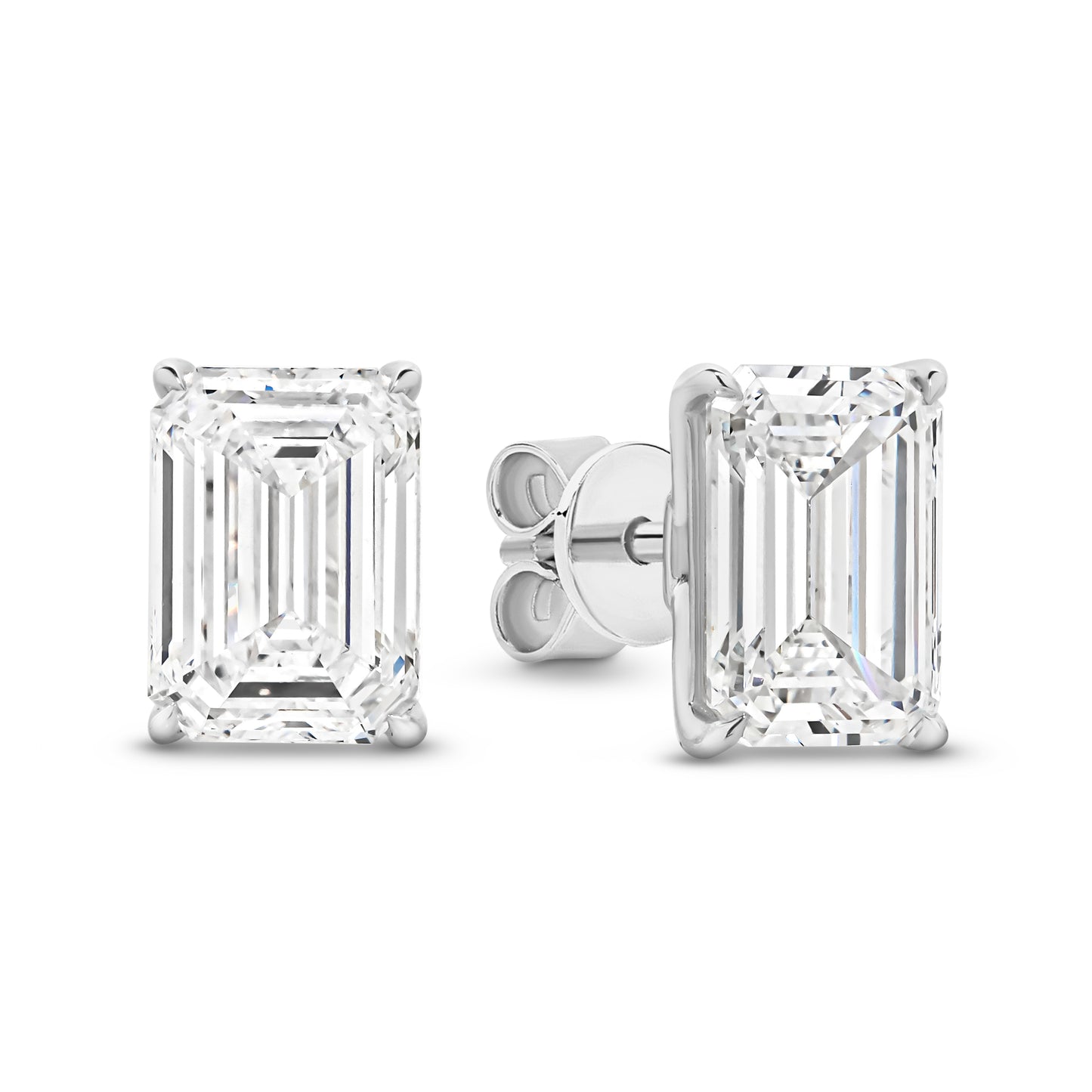 3ct Emerald Stud Earrings Solid White Gold Lab Grown Diamonds — main view