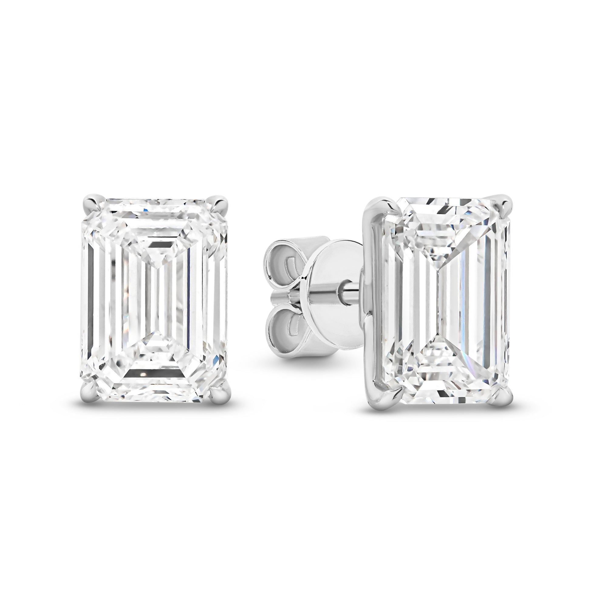 3ct Emerald Stud Earrings Solid White Gold Lab Grown Diamonds — main view