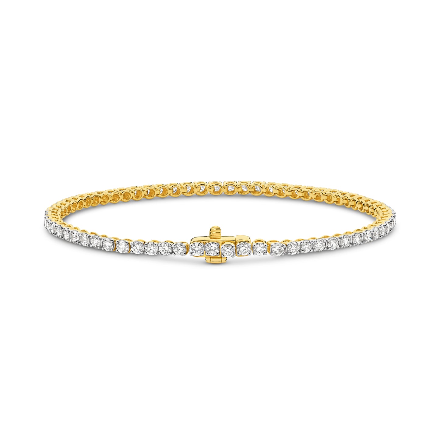 3ct Natural F VS Tennis Bracelet Solid 18ct Yellow Gold — main view