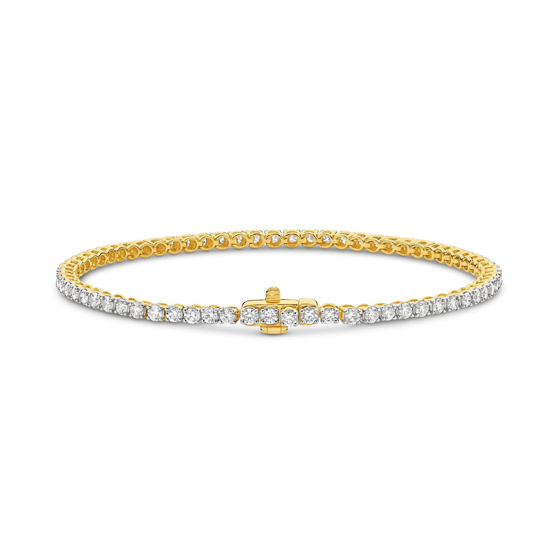 3ct Natural F VS Tennis Bracelet Solid 18ct Yellow Gold — main view