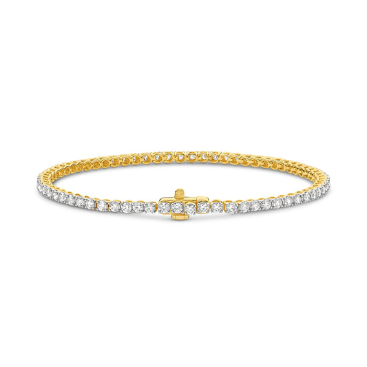 3ct Natural F VS Tennis Bracelet Solid 18ct Yellow Gold — main view