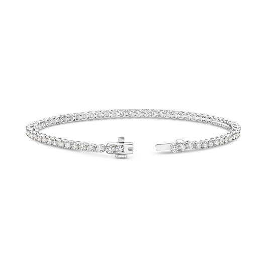3ct Natural F VS Tennis Bracelet Solid 18ct White Gold — top view