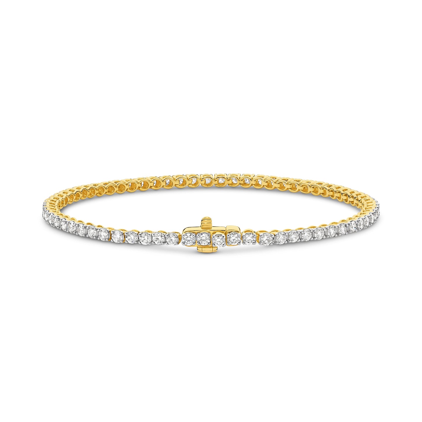 3ct Natural F VS Tennis Bracelet Solid 18ct Yellow Gold — main view