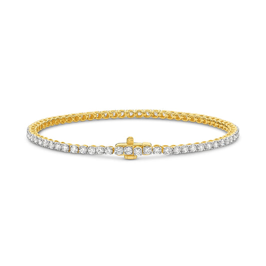 3ct Natural F VS Tennis Bracelet Solid 18ct Yellow Gold — main view