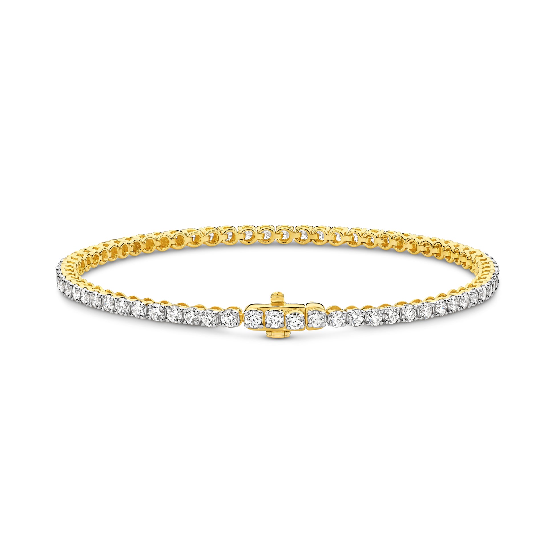 3ct Natural GH SI Tennis Bracelet Solid Yellow Gold — main view