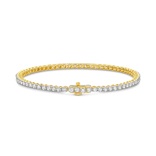 3ct Natural GH SI Tennis Bracelet Solid Yellow Gold — main view