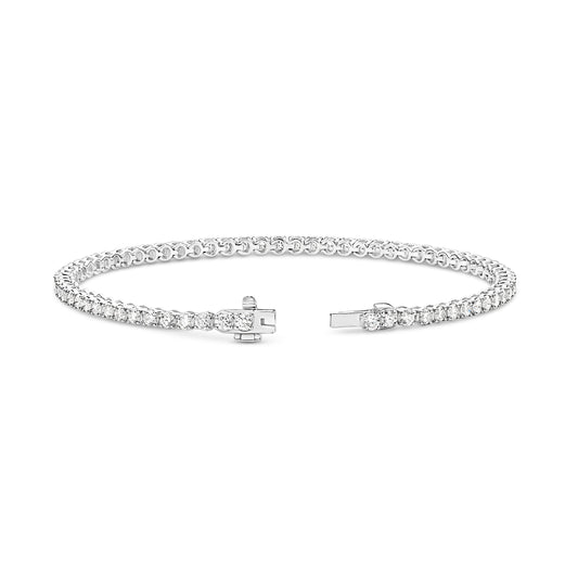 3ct Natural GH SI Tennis Bracelet Solid White Gold — top view