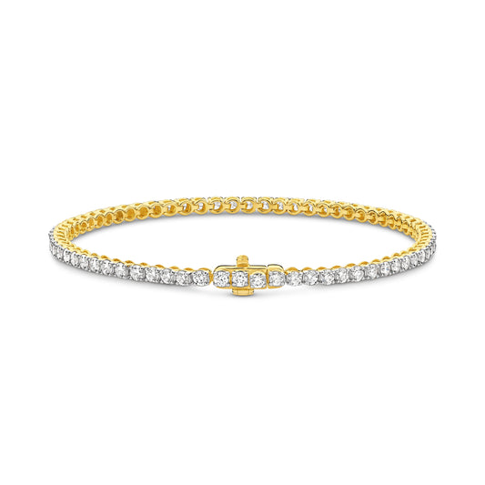 3ct Natural GH SI Tennis Bracelet Solid Yellow Gold — main view
