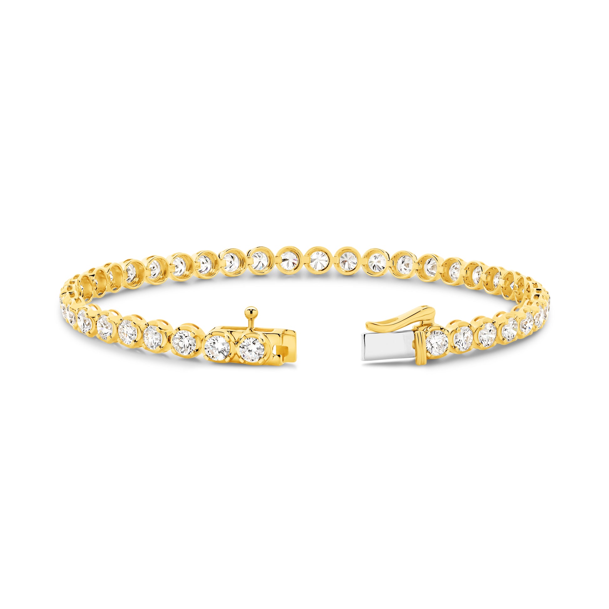 4.9ct Classic Round Tennis Bracelet Solid Yellow Gold Lab Grown Diamonds — top view