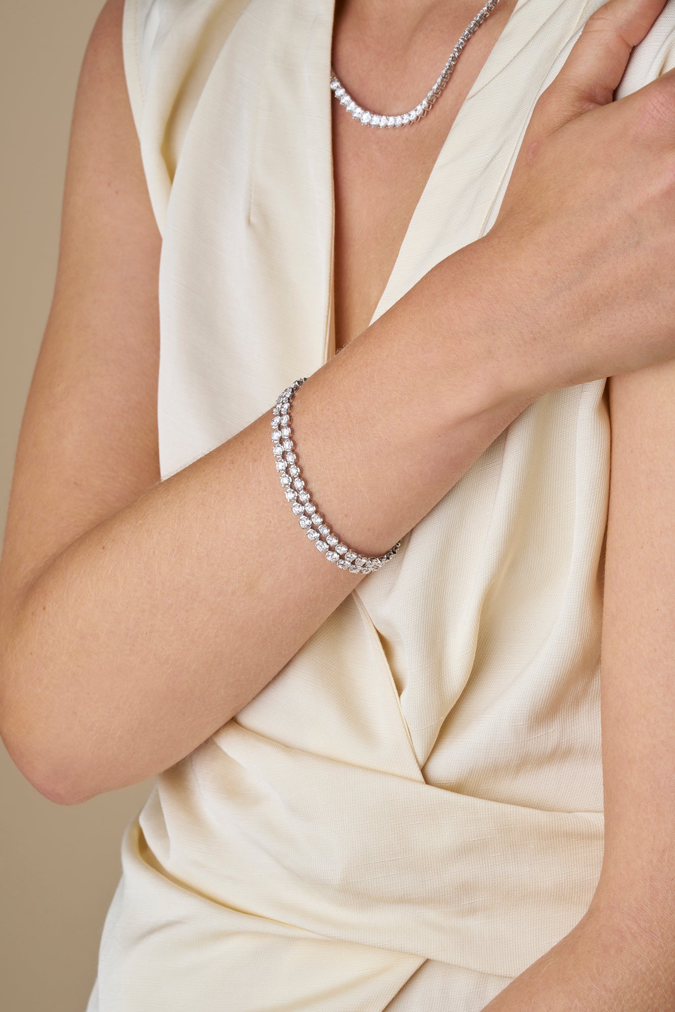 4.9ct Classic Round Tennis Bracelet Solid White Gold Lab Grown Diamonds — side view