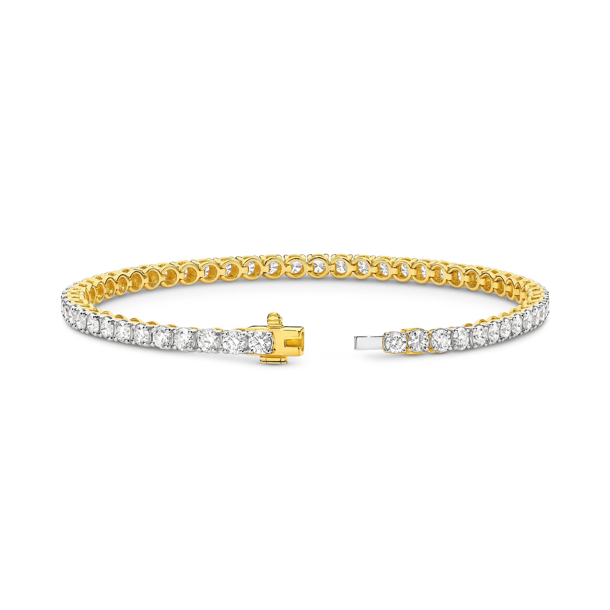 5ct Natural F VS Tennis Bracelet Solid 18ct Yellow Gold — top view
